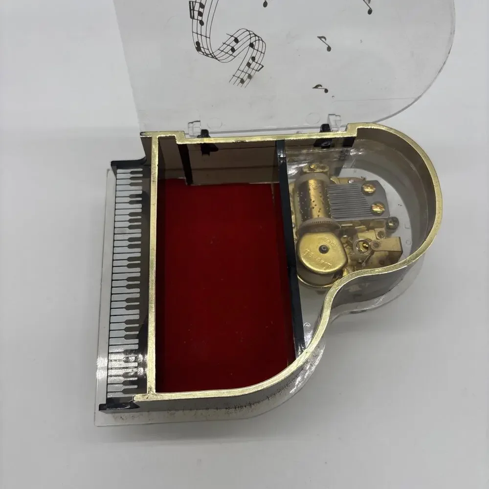 Vintage Laurel Japan Grand Piano Music Box Lucite Acrylic Plays Love Story